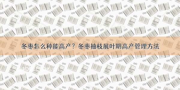 冬枣怎么种能高产？冬枣抽枝展叶期高产管理方法