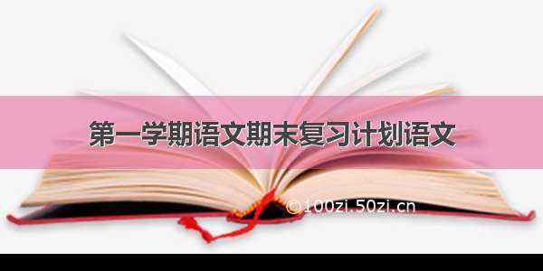 第一学期语文期末复习计划语文