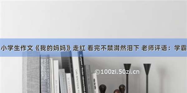 小学生作文《我的妈妈》走红 看完不禁潸然泪下 老师评语：学霸