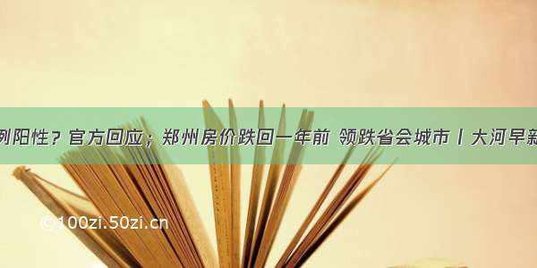 网传商丘一例阳性？官方回应；郑州房价跌回一年前 领跌省会城市丨大河早新闻（语音版