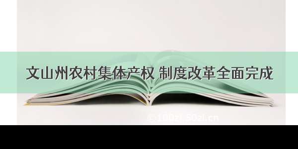 文山州农村集体产权 制度改革全面完成