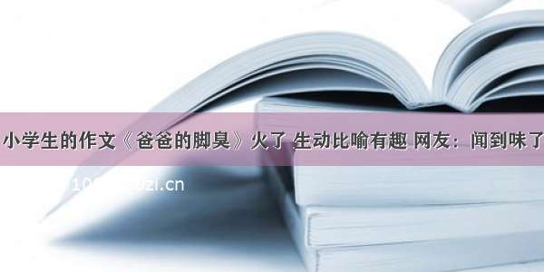 小学生的作文《爸爸的脚臭》火了 生动比喻有趣 网友：闻到味了