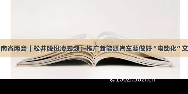 湖南省两会｜松井股份凌云剑：推广新能源汽车要做好“电动化”文章