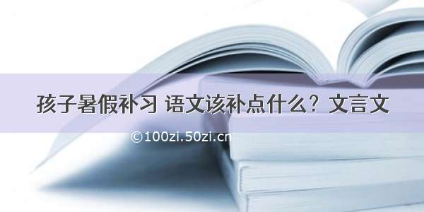 孩子暑假补习 语文该补点什么？文言文