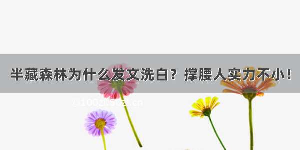 半藏森林为什么发文洗白？撑腰人实力不小！