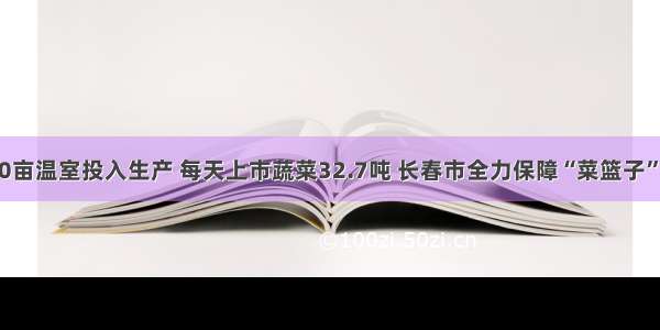 3190亩温室投入生产 每天上市蔬菜32.7吨 长春市全力保障“菜篮子”供给