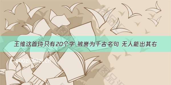 王维这首诗只有20个字 被誉为千古名句 无人能出其右