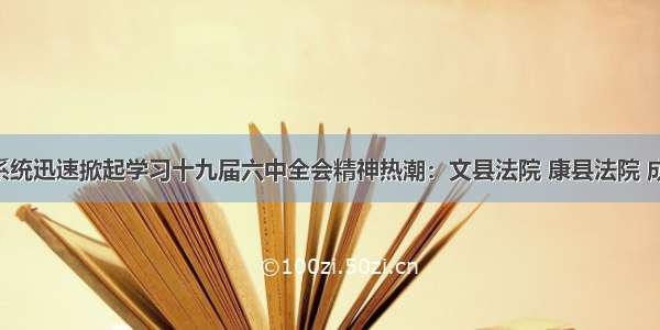 陇南法院系统迅速掀起学习十九届六中全会精神热潮：文县法院 康县法院 成县法院 两