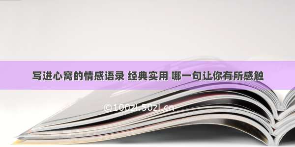 写进心窝的情感语录 经典实用 哪一句让你有所感触