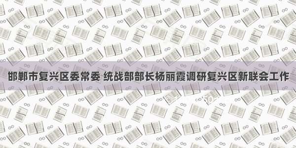 邯郸市复兴区委常委 统战部部长杨丽霞调研复兴区新联会工作