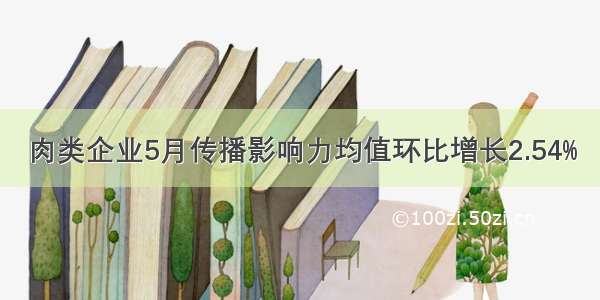 肉类企业5月传播影响力均值环比增长2.54%