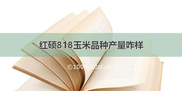 红硕818玉米品种产量咋样