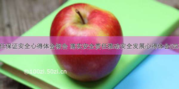 责任保证安全心得体会报告 落实安全责任推动安全发展心得体会(四篇)