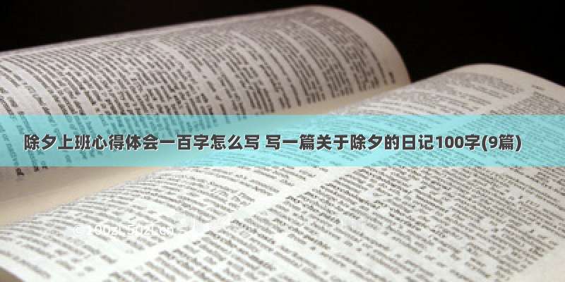 除夕上班心得体会一百字怎么写 写一篇关于除夕的日记100字(9篇)