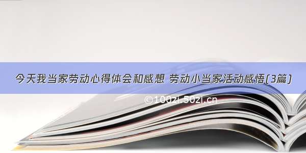 今天我当家劳动心得体会和感想 劳动小当家活动感悟(3篇)