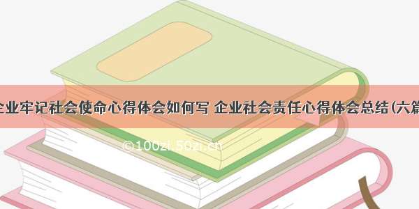 企业牢记社会使命心得体会如何写 企业社会责任心得体会总结(六篇)