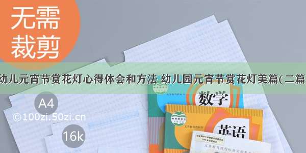 幼儿元宵节赏花灯心得体会和方法 幼儿园元宵节赏花灯美篇(二篇)