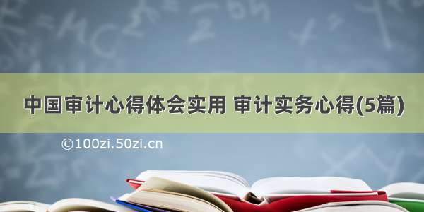 中国审计心得体会实用 审计实务心得(5篇)