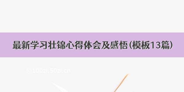 最新学习壮锦心得体会及感悟(模板13篇)