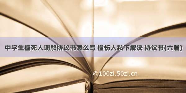 中学生撞死人调解协议书怎么写 撞伤人私下解决 协议书(六篇)