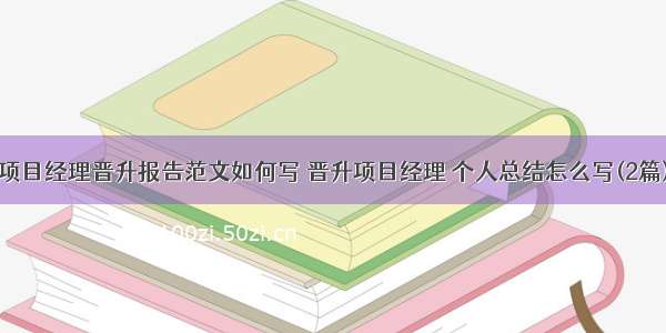 项目经理晋升报告范文如何写 晋升项目经理 个人总结怎么写(2篇)