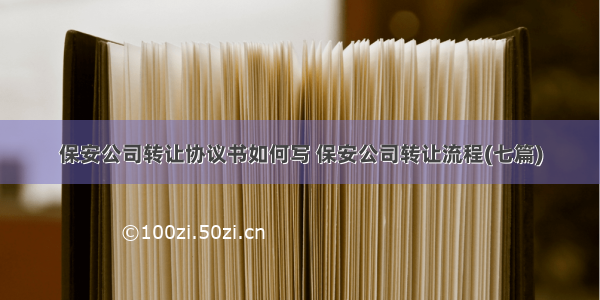 保安公司转让协议书如何写 保安公司转让流程(七篇)