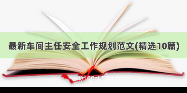 最新车间主任安全工作规划范文(精选10篇)