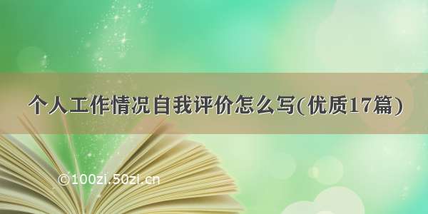 个人工作情况自我评价怎么写(优质17篇)