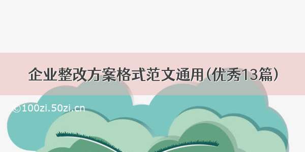 企业整改方案格式范文通用(优秀13篇)