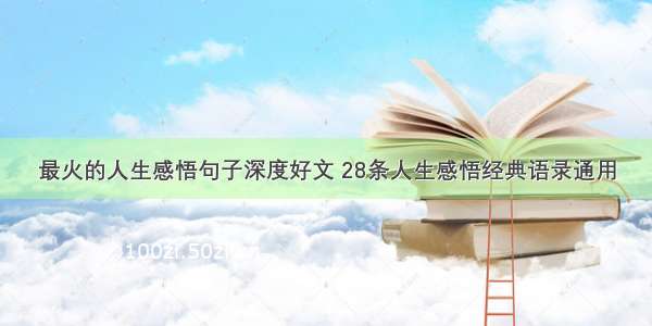 最火的人生感悟句子深度好文 28条人生感悟经典语录通用