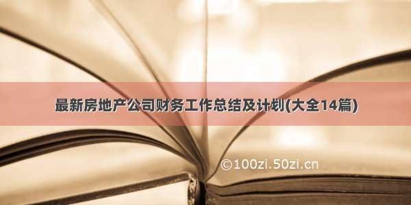 最新房地产公司财务工作总结及计划(大全14篇)