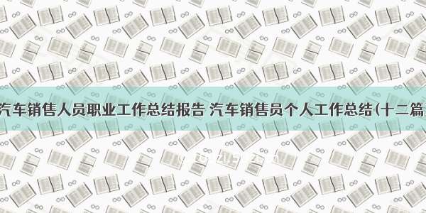 汽车销售人员职业工作总结报告 汽车销售员个人工作总结(十二篇)