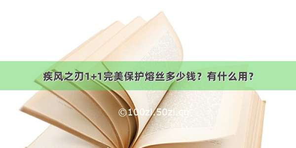 疾风之刃1+1完美保护熔丝多少钱？有什么用？