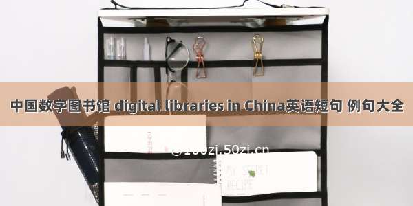 中国数字图书馆 digital libraries in China英语短句 例句大全