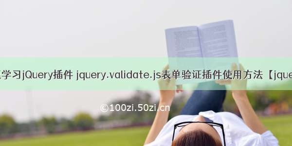 快速学习jQuery插件 jquery.validate.js表单验证插件使用方法【jquery】