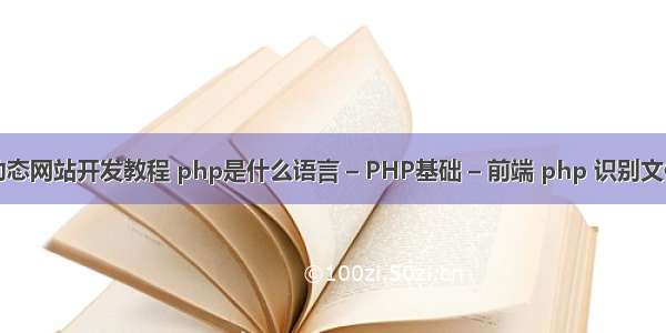 php动态网站开发教程 php是什么语言 – PHP基础 – 前端 php 识别文件格式