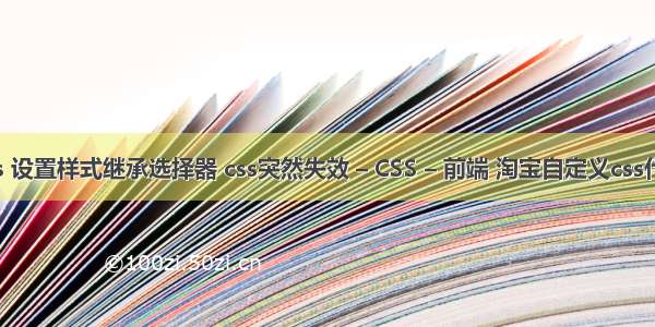 css 设置样式继承选择器 css突然失效 – CSS – 前端 淘宝自定义css代码