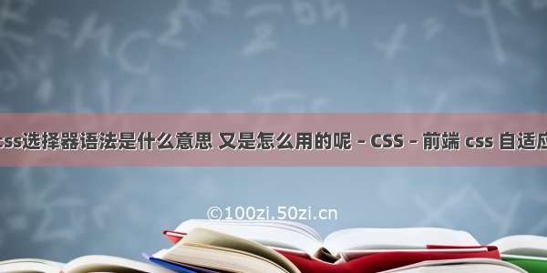 这个css选择器语法是什么意思 又是怎么用的呢 – CSS – 前端 css 自适应宽度