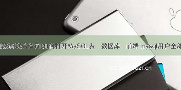 mysql数据 联合查询 如何打开MySQL表 – 数据库 – 前端 mysql用户全部权限