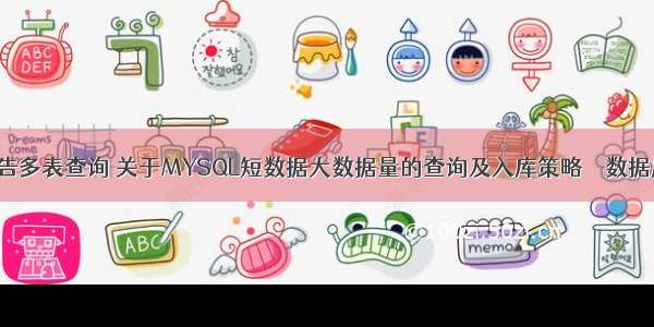 mysql报告多表查询 关于MYSQL短数据大数据量的查询及入库策略 – 数据库 – 前端