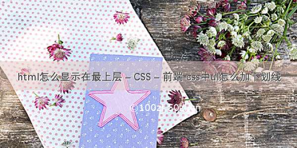 html怎么显示在最上层 – CSS – 前端 css中ul怎么加下划线