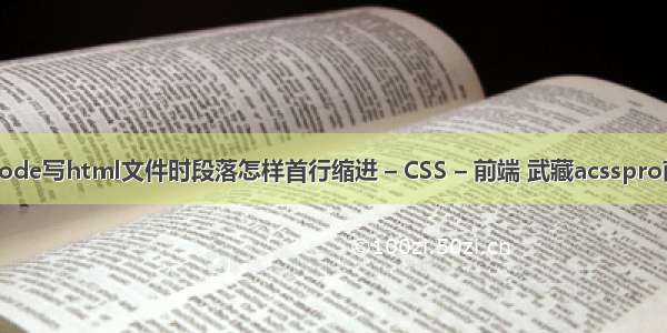 vscode写html文件时段落怎样首行缩进 – CSS – 前端 武藏acsspro前节