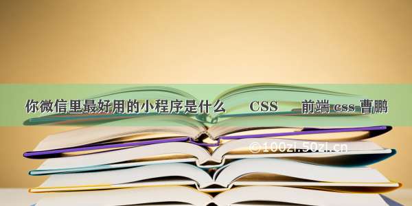 你微信里最好用的小程序是什么 – CSS – 前端 css 曹鹏