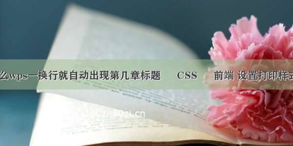 为什么wps一换行就自动出现第几章标题 – CSS – 前端 设置打印样式 css