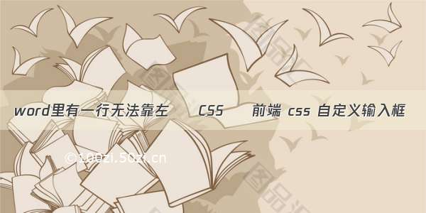 word里有一行无法靠左 – CSS – 前端 css 自定义输入框