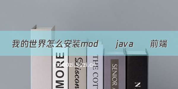 我的世界怎么安装mod – java – 前端