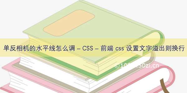 单反相机的水平线怎么调 – CSS – 前端 css 设置文字溢出则换行