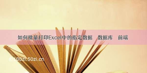 如何批量打印Excel中的指定数据 – 数据库 – 前端