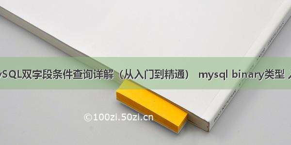 MySQL双字段条件查询详解（从入门到精通） mysql binary类型 入库