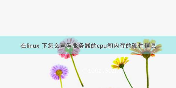 在linux 下怎么查看服务器的cpu和内存的硬件信息